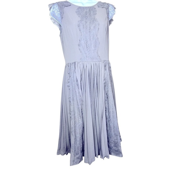 NWT BANANA REPUBLIC Tan Lace Pleated Dress - Picture 2 of 8